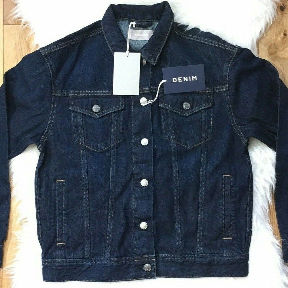 Everlane The Denim Jacket Vintage Dark Blue Wash Women Size Small NWT
